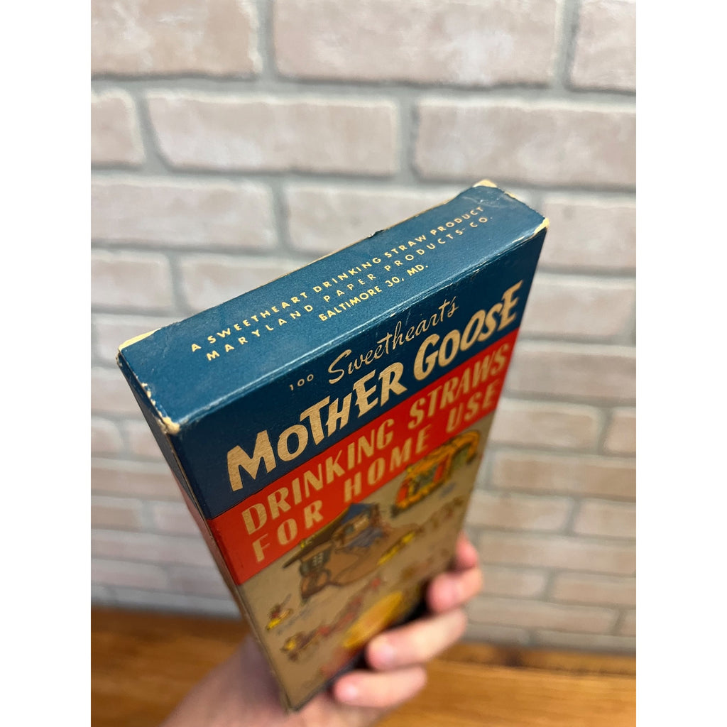 Vintage 1950s Mother Goose Drinking Straws Advertising Box w/ Straws Sweetheart