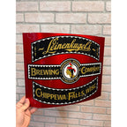 Vintage Leinenkugel's Curved Tin Advertising Sign Indian Maiden Logo Chippewa Falls, WI