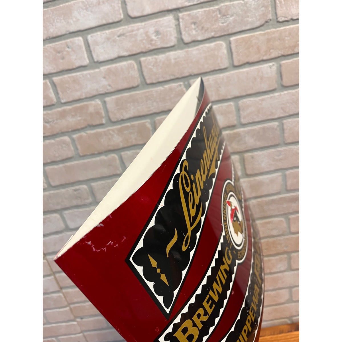 Vintage Leinenkugel's Curved Tin Advertising Sign Indian Maiden Logo Chippewa Falls, WI