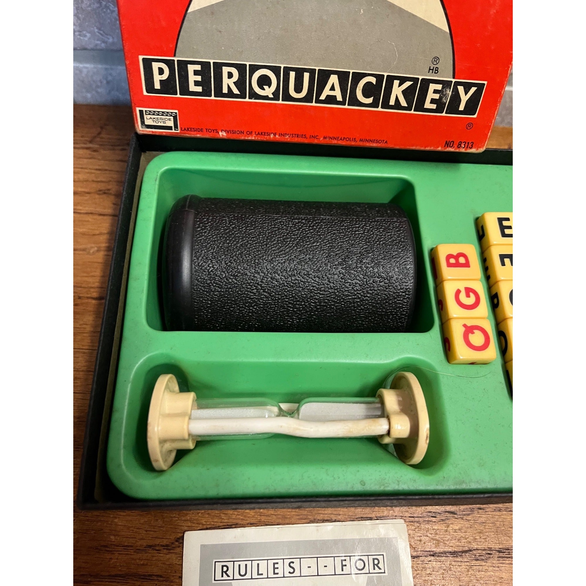 Vintage Dice Word Game Perquackey Lakeside Toys 1956 Minneapolis, Minnesota Complete