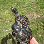 Vintage Sea Turtles Wood Carved Statue Figure Sculpture on Wood Base