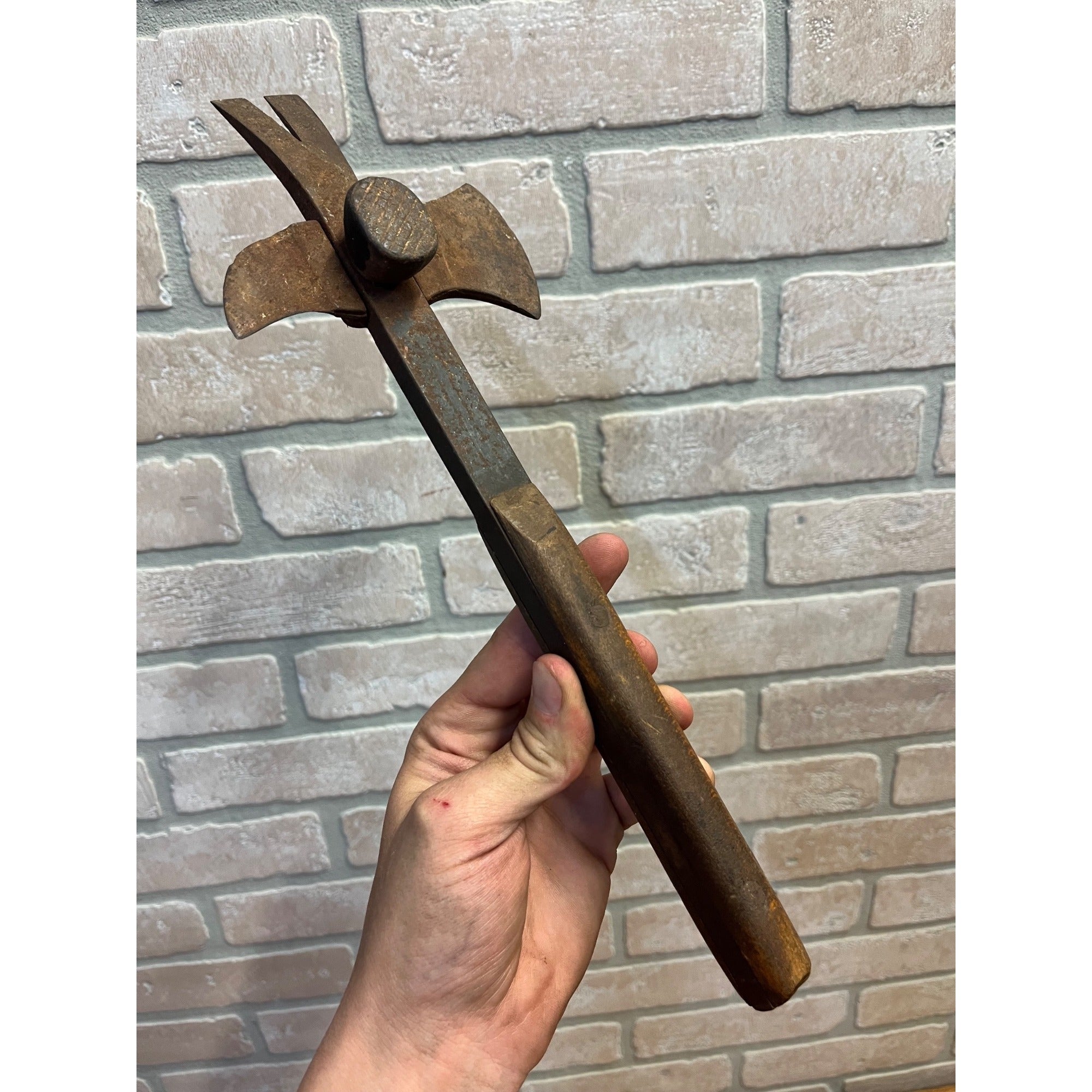 Vintage Bridgeport Hardware No.121 Crate Hammer Hatchet Tool Wood Handle