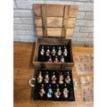 Vintage Thomas Pacconi Classics Wooden Crate With 17 International Glass Snowman Christmas Ornaments 2003