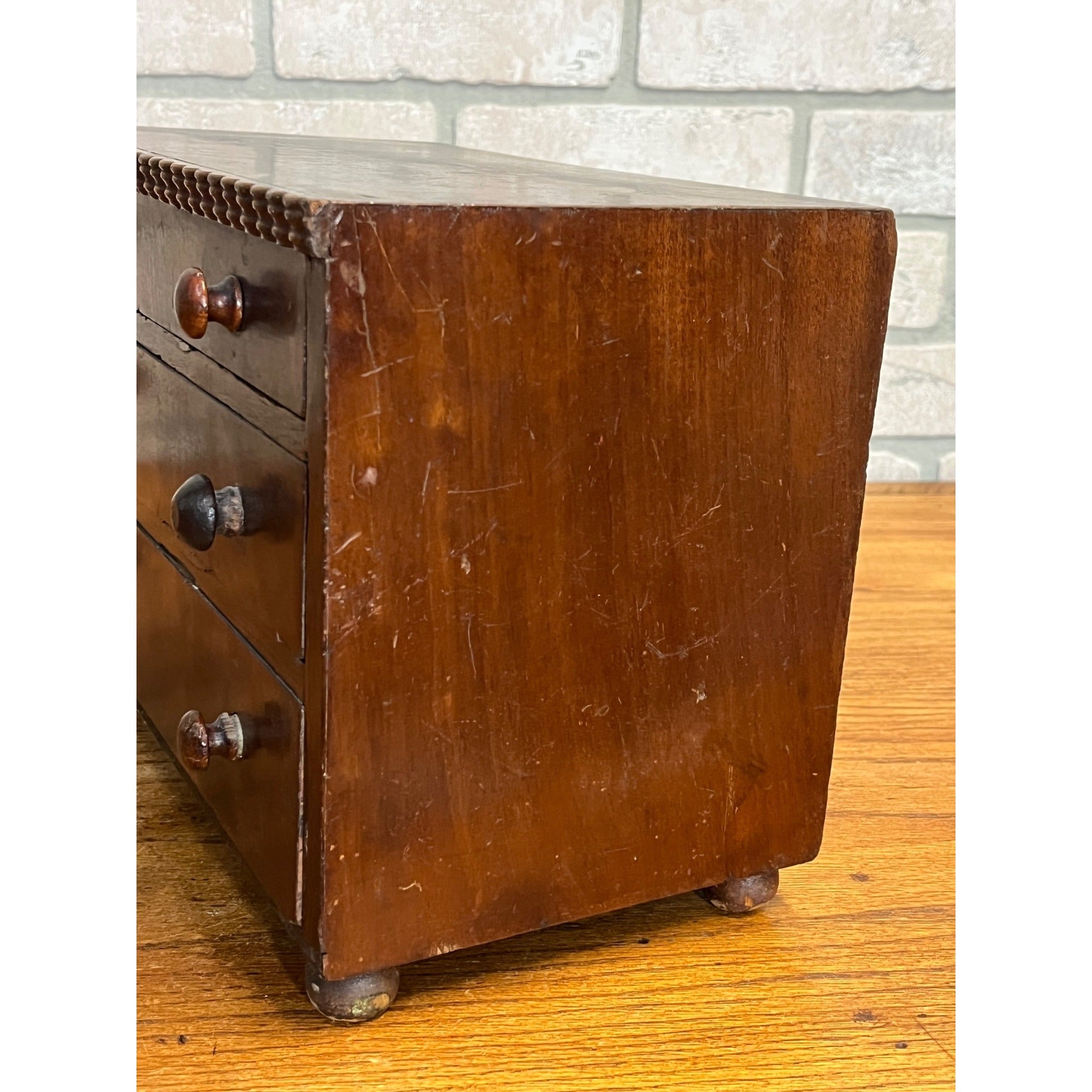 Antique 19th c. Mahogany Wood Miniature 3-Drawer Chest Americana AAFA Victorian