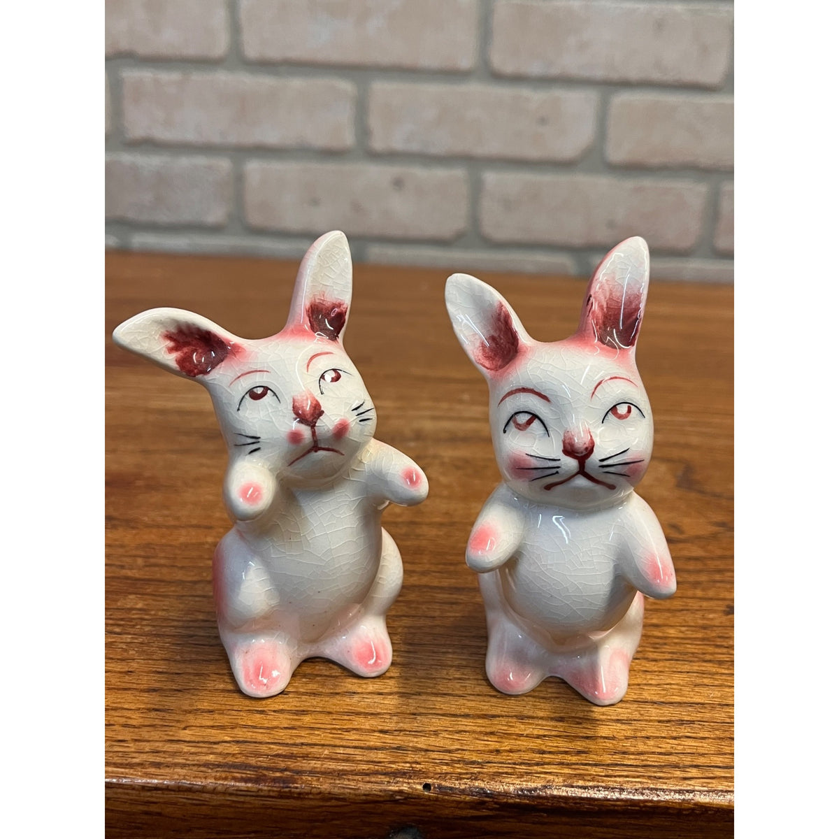 Vintage Kissing Rabbits Ceramic Salt & Pepper Shaker Set Mid-Century Japan Vintage Kitchen Decor