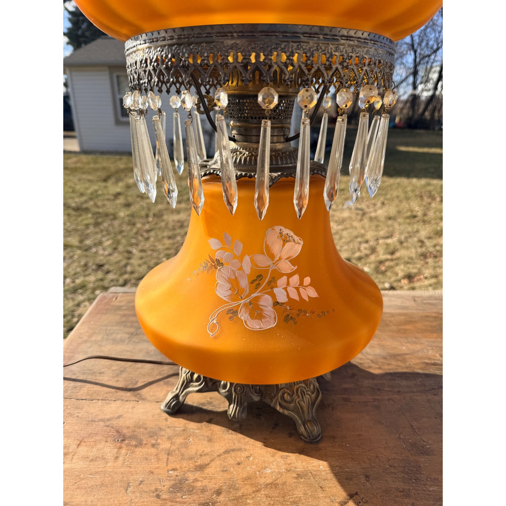 Vintage Hurrivan Orange Glass Table Lamp Mid-Century