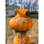 Vintage Hurrivan Orange Glass Table Lamp Mid-Century