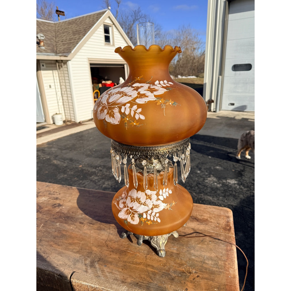 Vintage Hurrivan Orange Glass Table Lamp Mid-Century