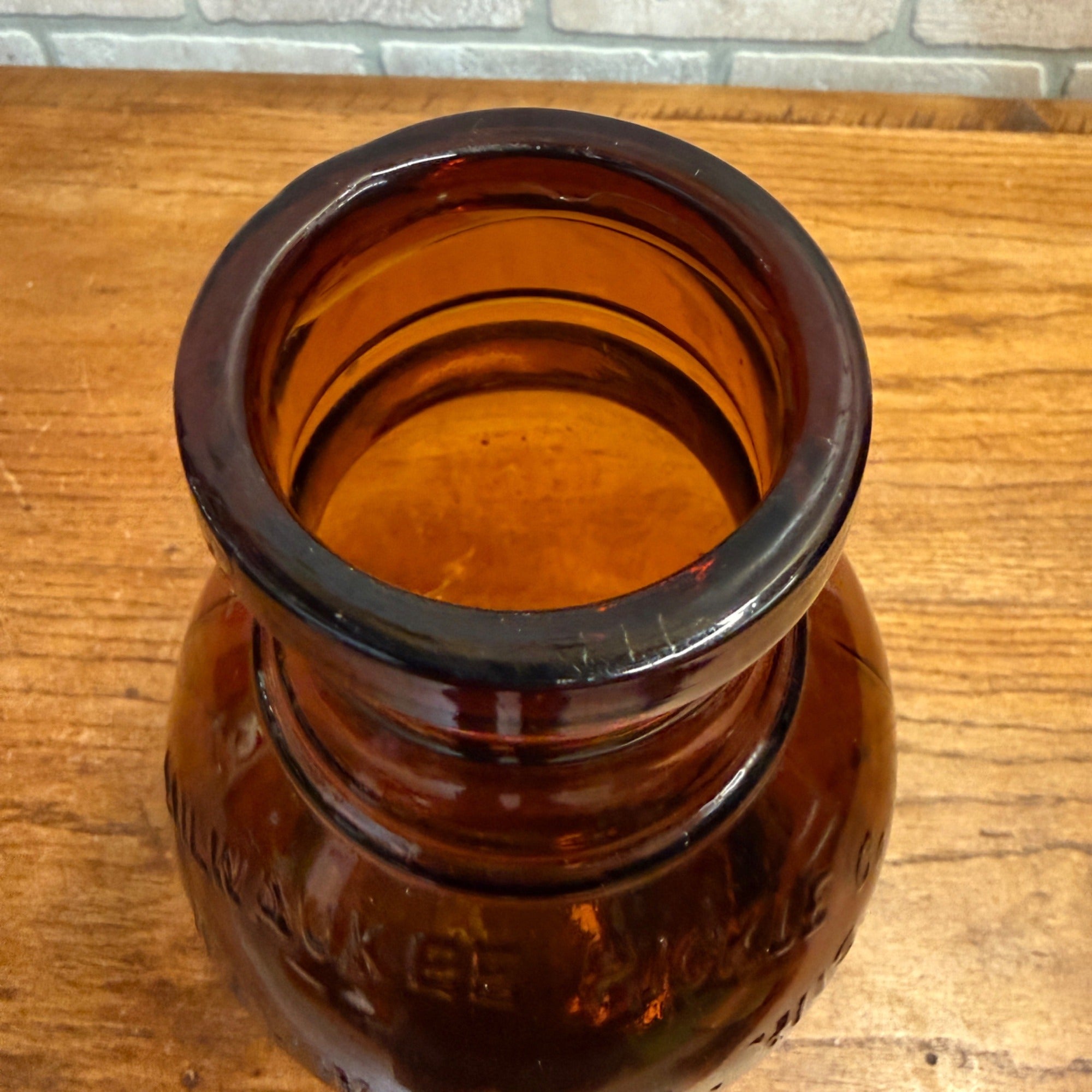 RARE Milwaukee Gallon 13" Pickle Fruit Jar Advertising Wauwatosa Wisconsin Bottle Amber