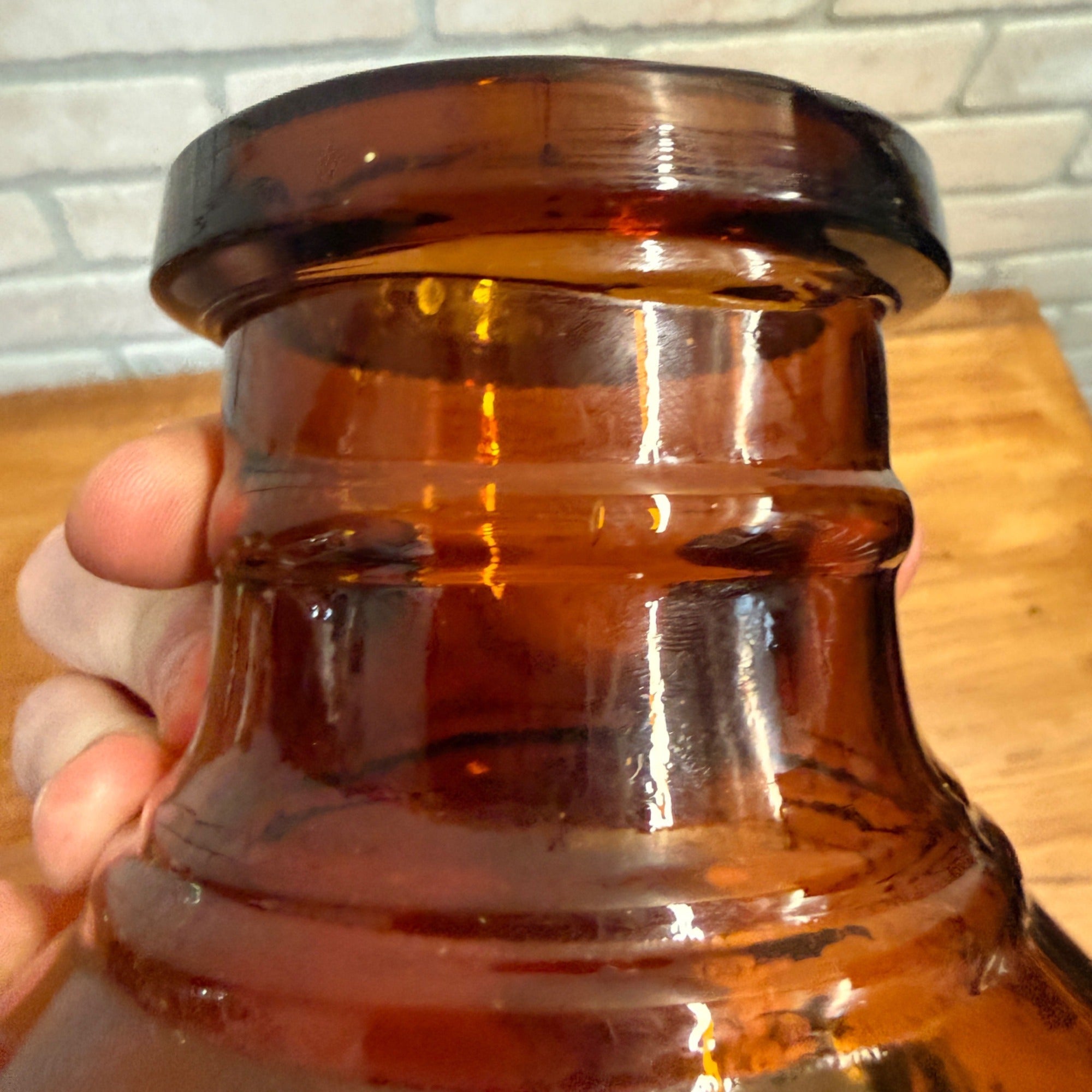 RARE Milwaukee Gallon 13" Pickle Fruit Jar Advertising Wauwatosa Wisconsin Bottle Amber