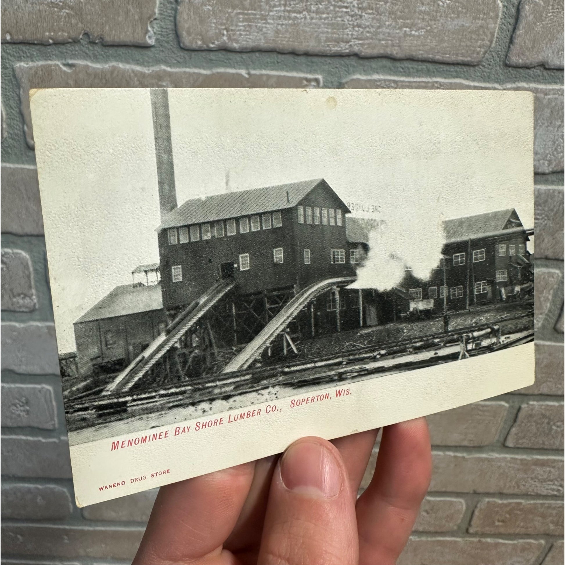 Vintage Soperton Wis Menominee Bay Shore Lumber Mill Postcard Wisconsin Peshtigo
