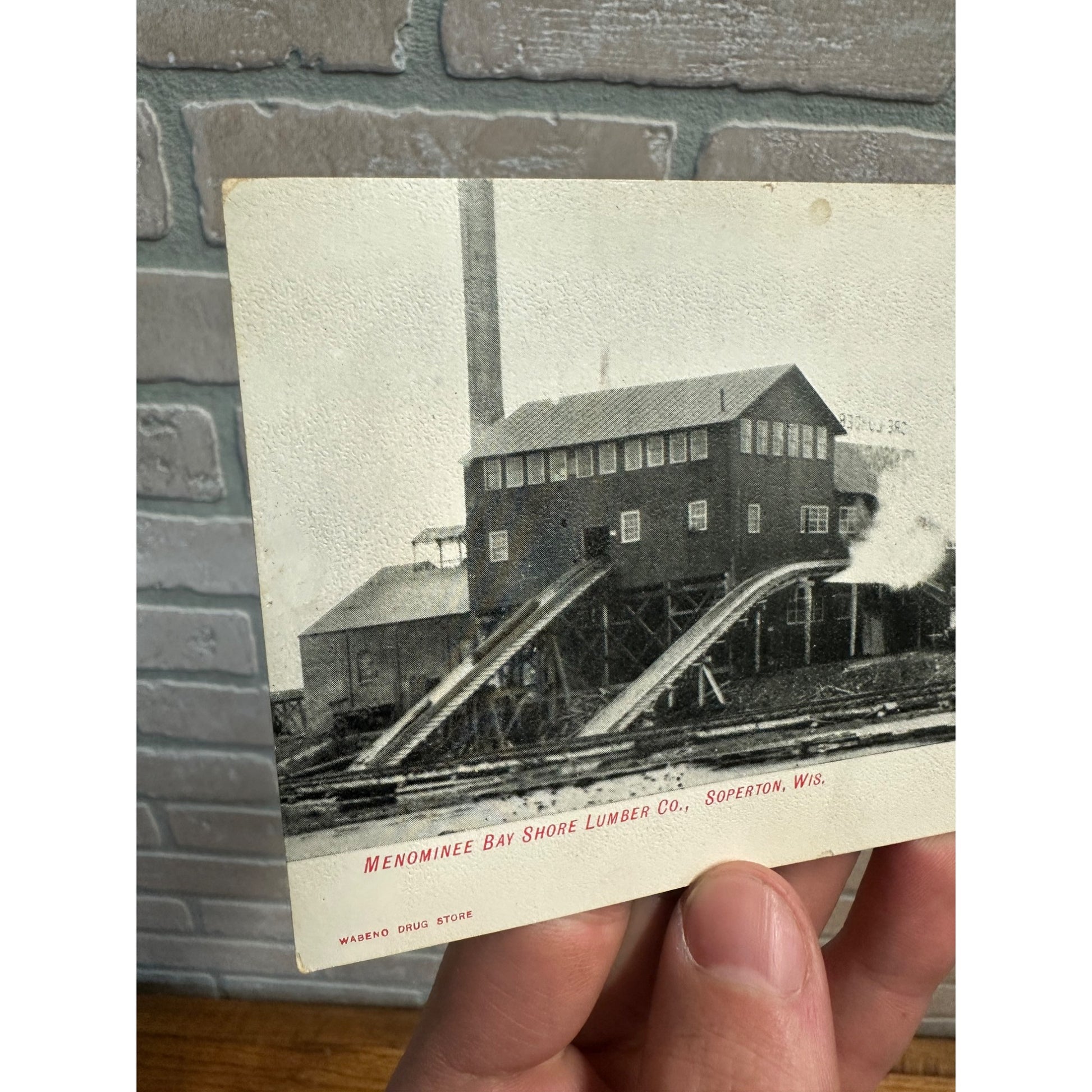 Vintage Soperton Wis Menominee Bay Shore Lumber Mill Postcard Wisconsin Peshtigo