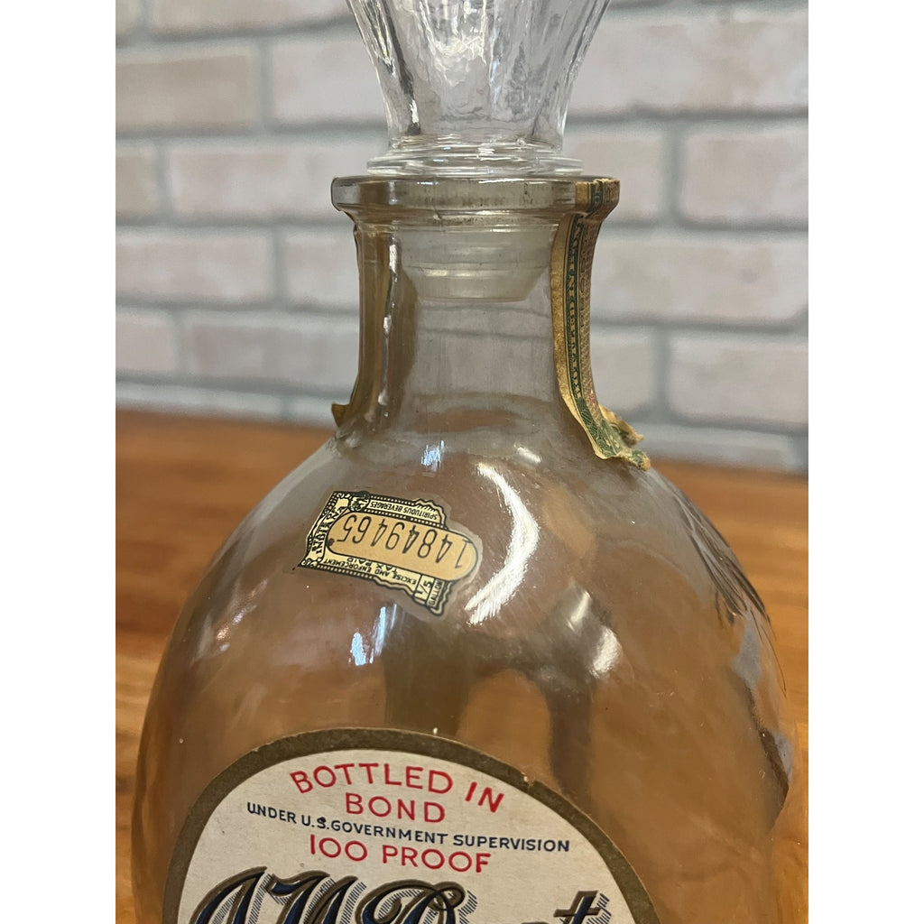 Vintage Empty J.W. Dant Distillery Genuine Sour Mash Kentucky Bourbon Whiskey Bottle With Curved Handhold Kentucky