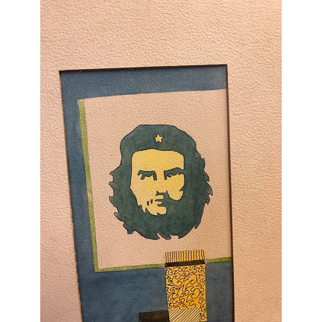 Original Watercolor Mixed Media Che Guevara Modernist Art Painting Poster Artist Signed