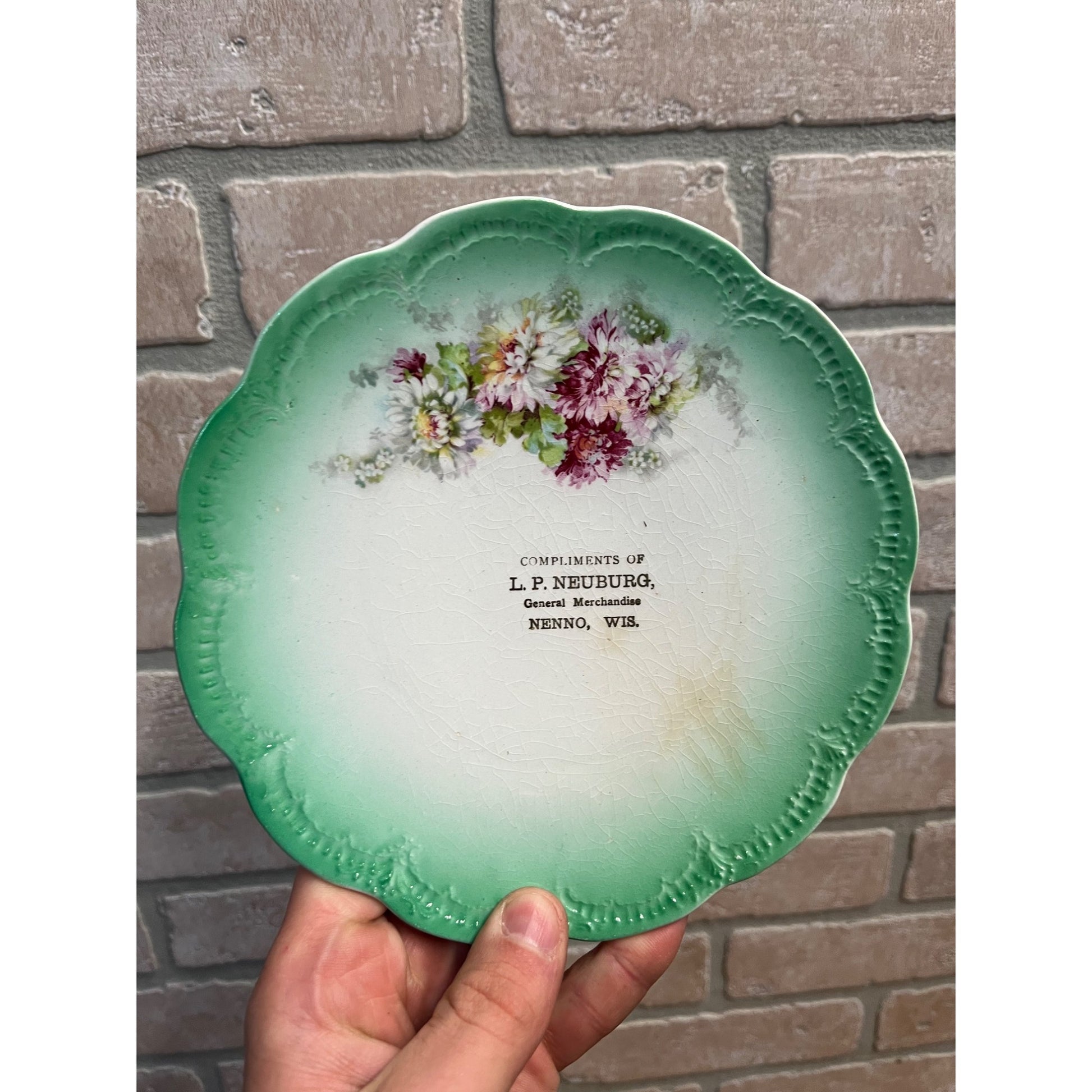 Vintage Neuburg General Store Advertising Plate Dish Nenno Wisconsin