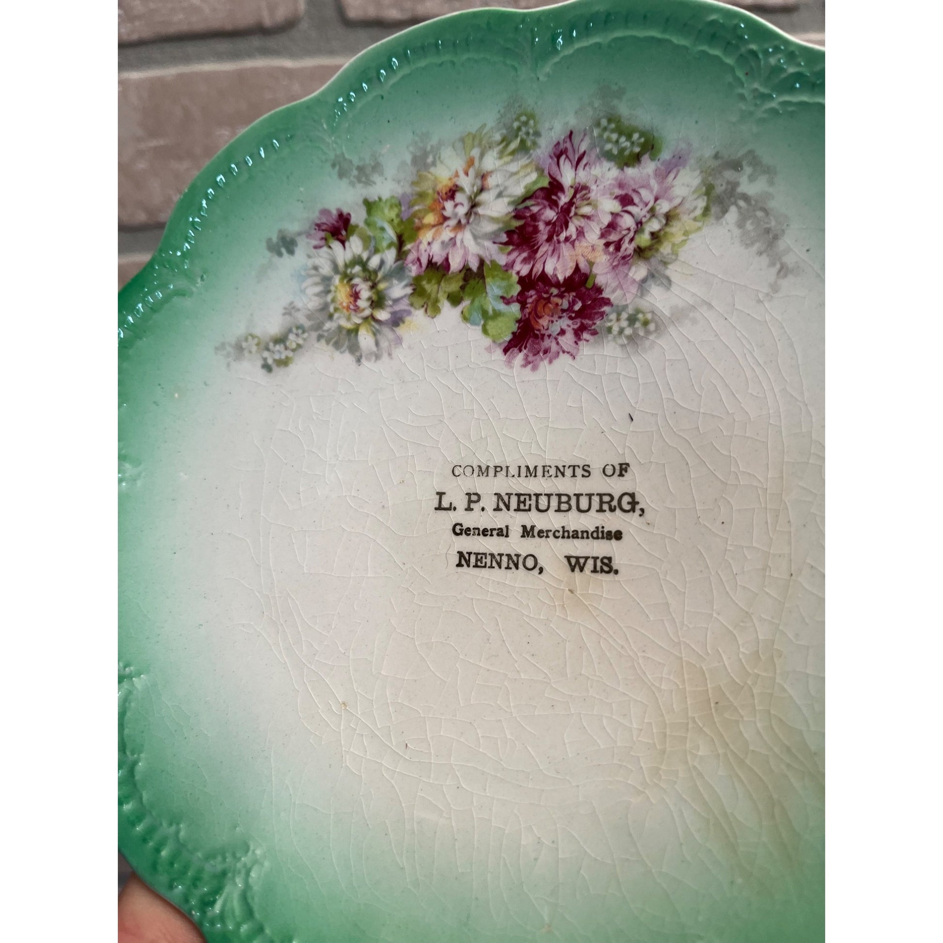 Vintage Neuburg General Store Advertising Plate Dish Nenno Wisconsin