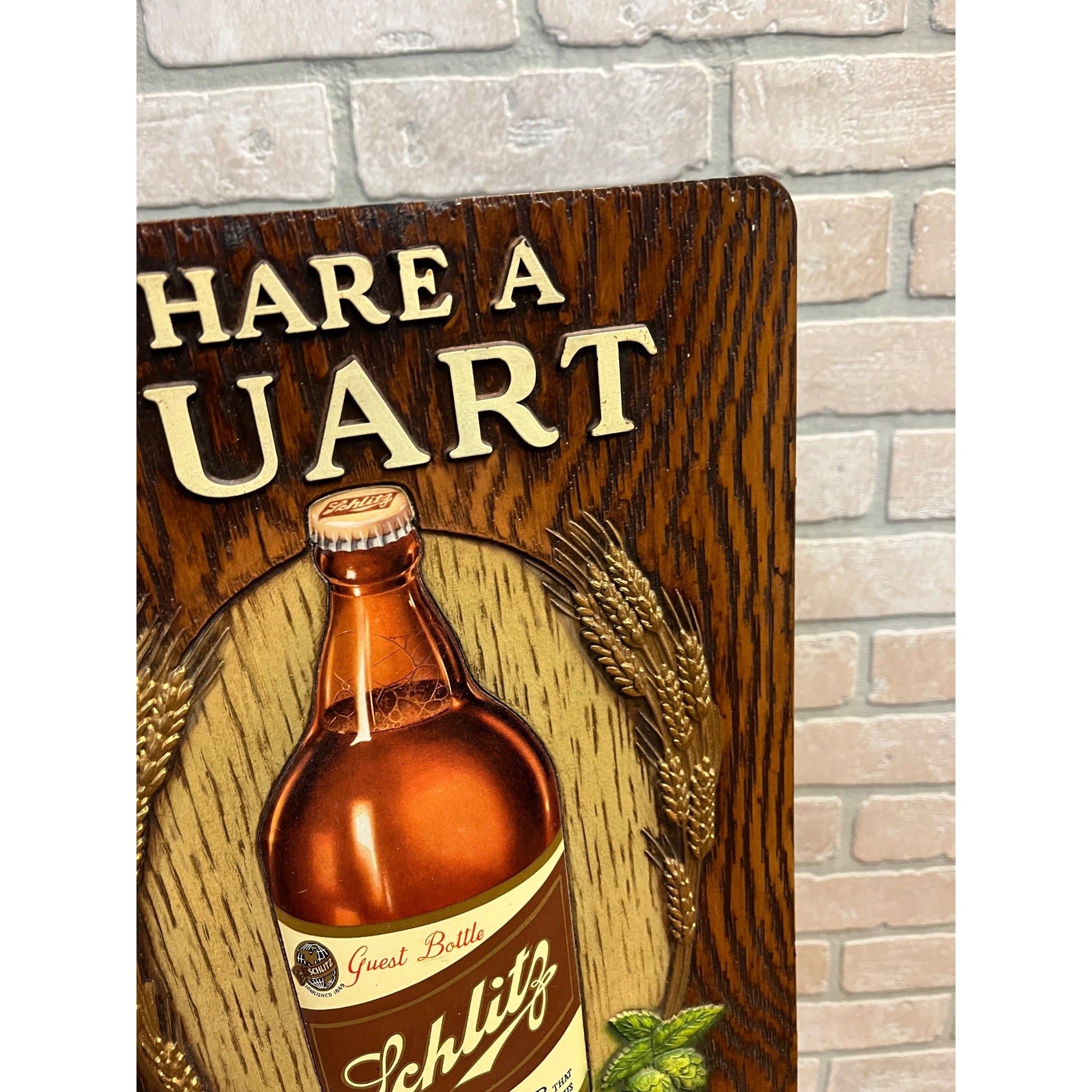 Vintage 1940s Schlitz Milwaukee Beer Guest Bottle Composition Advertising Sign