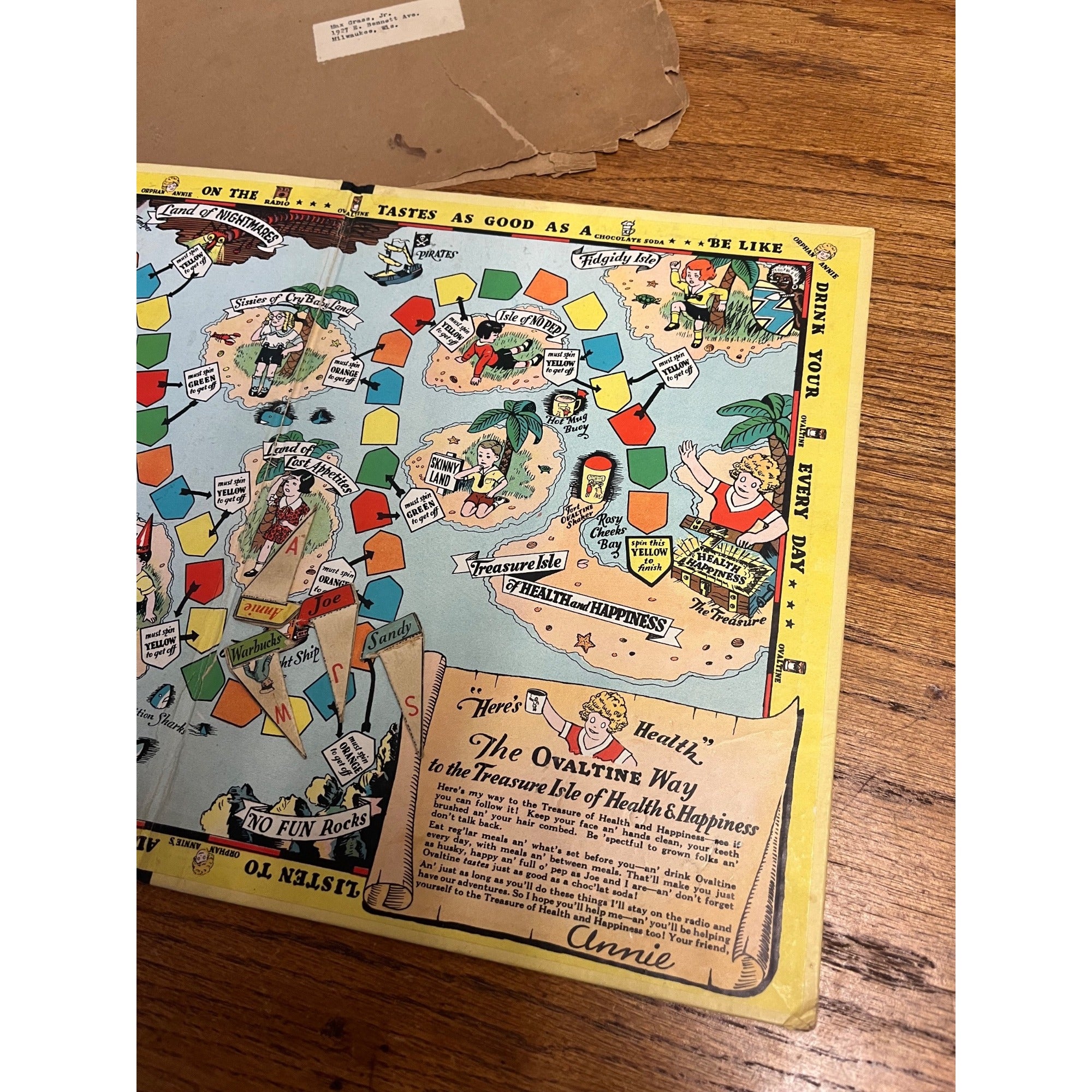 Vintage Little Orphan Annie Treasure Hunt Game Complete 1933 Ovaltine Premium
