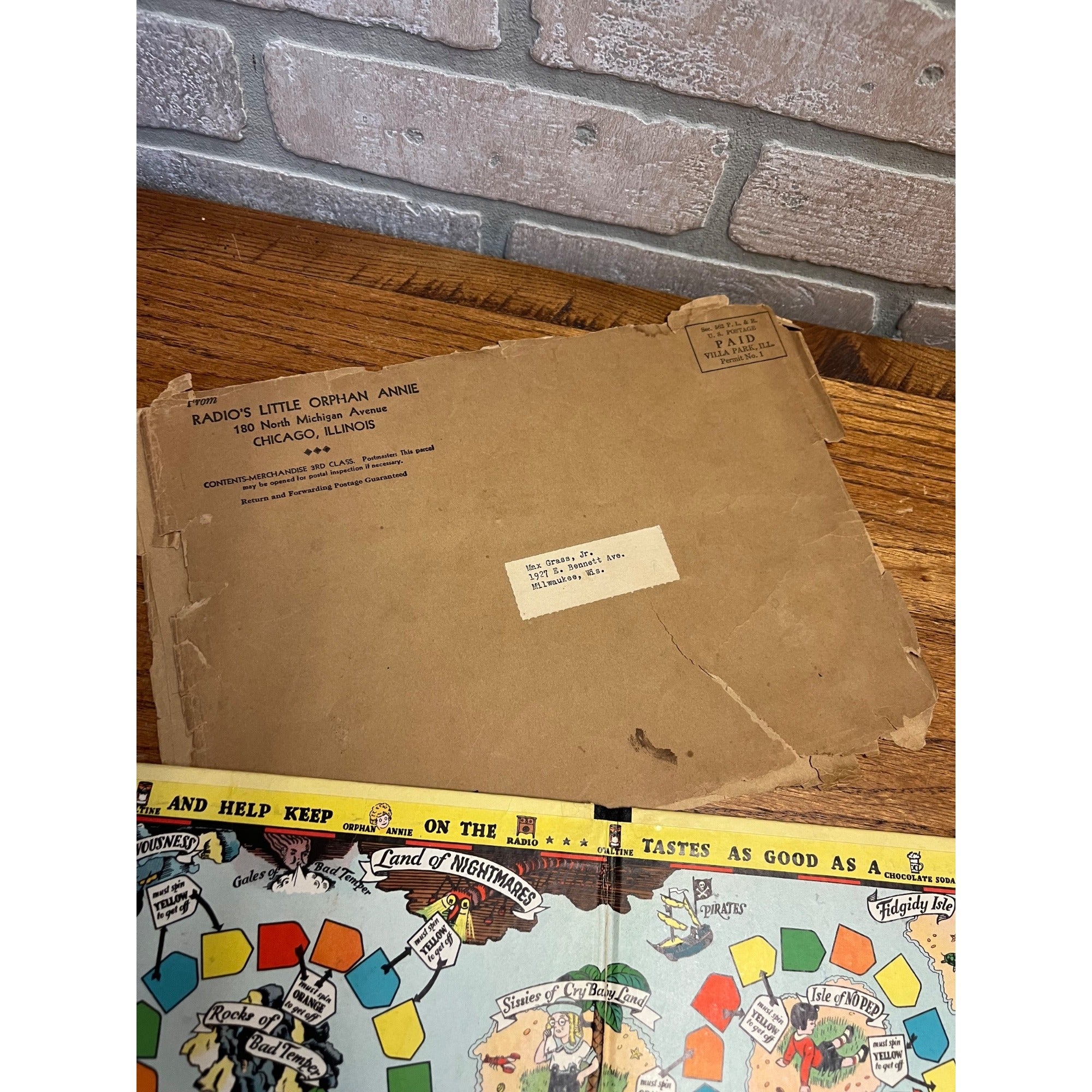 Vintage Little Orphan Annie Treasure Hunt Game Complete 1933 Ovaltine Premium