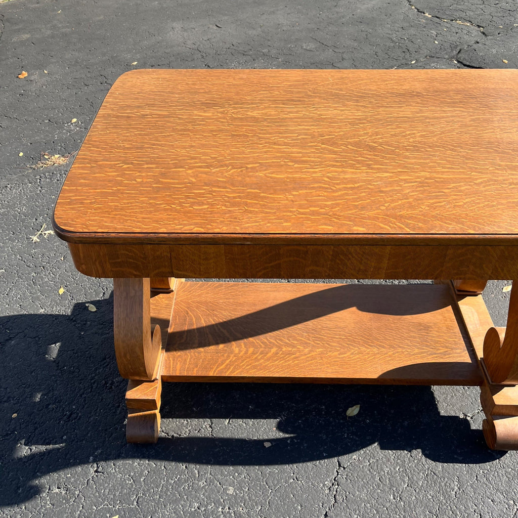 Antique Beautiful Oak Library Writing Desk Table Desk Hall Entry Empire