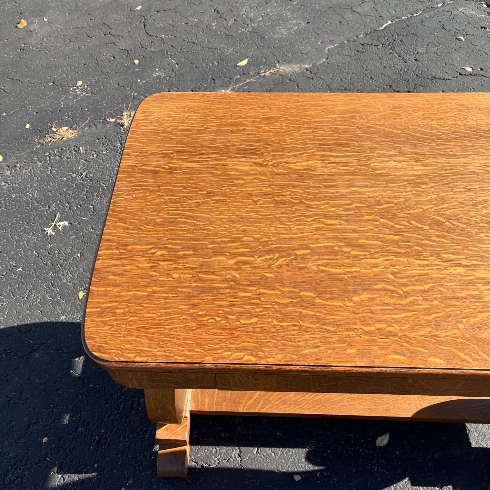 Antique Beautiful Oak Library Writing Desk Table Desk Hall Entry Empire