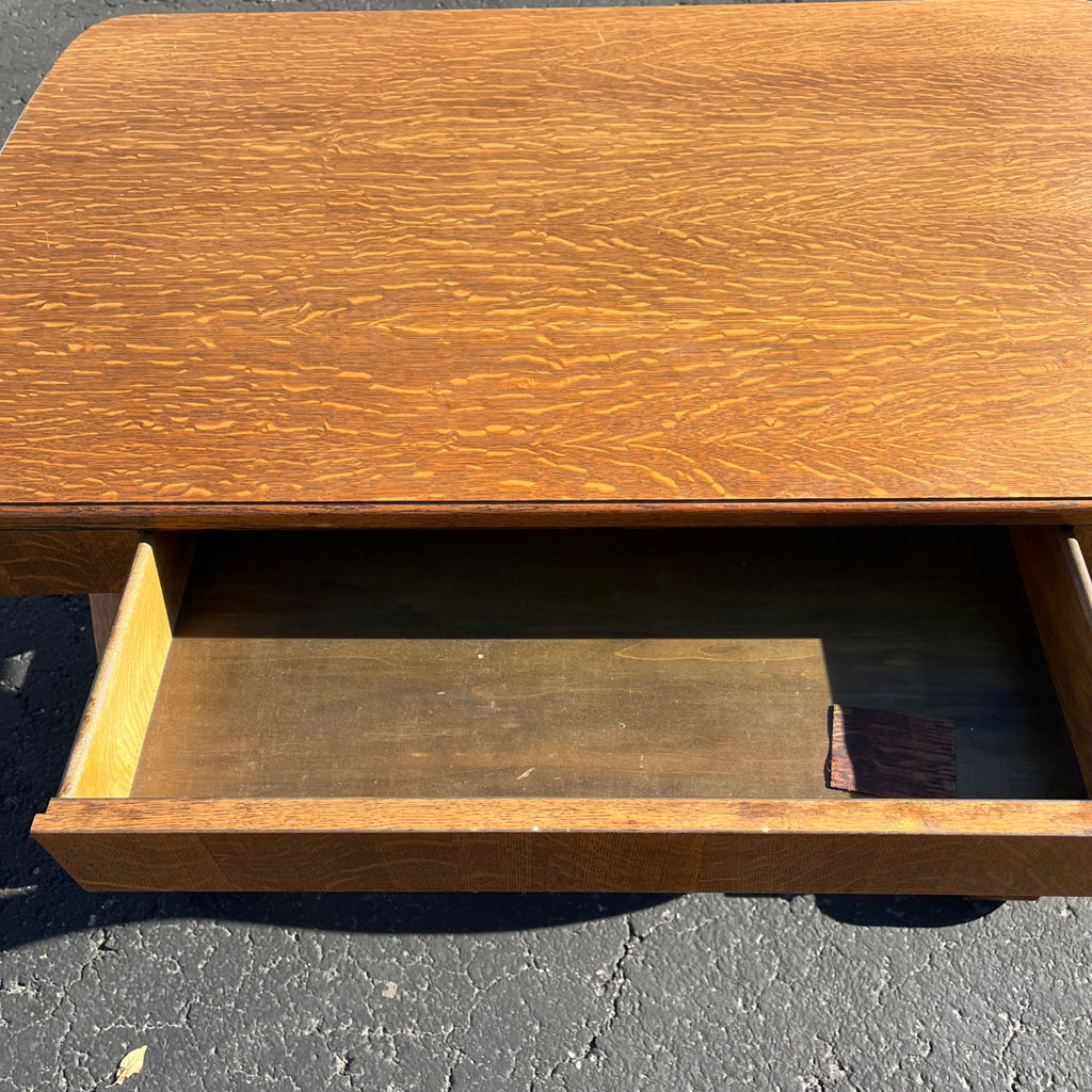 Antique Beautiful Oak Library Writing Desk Table Desk Hall Entry Empire