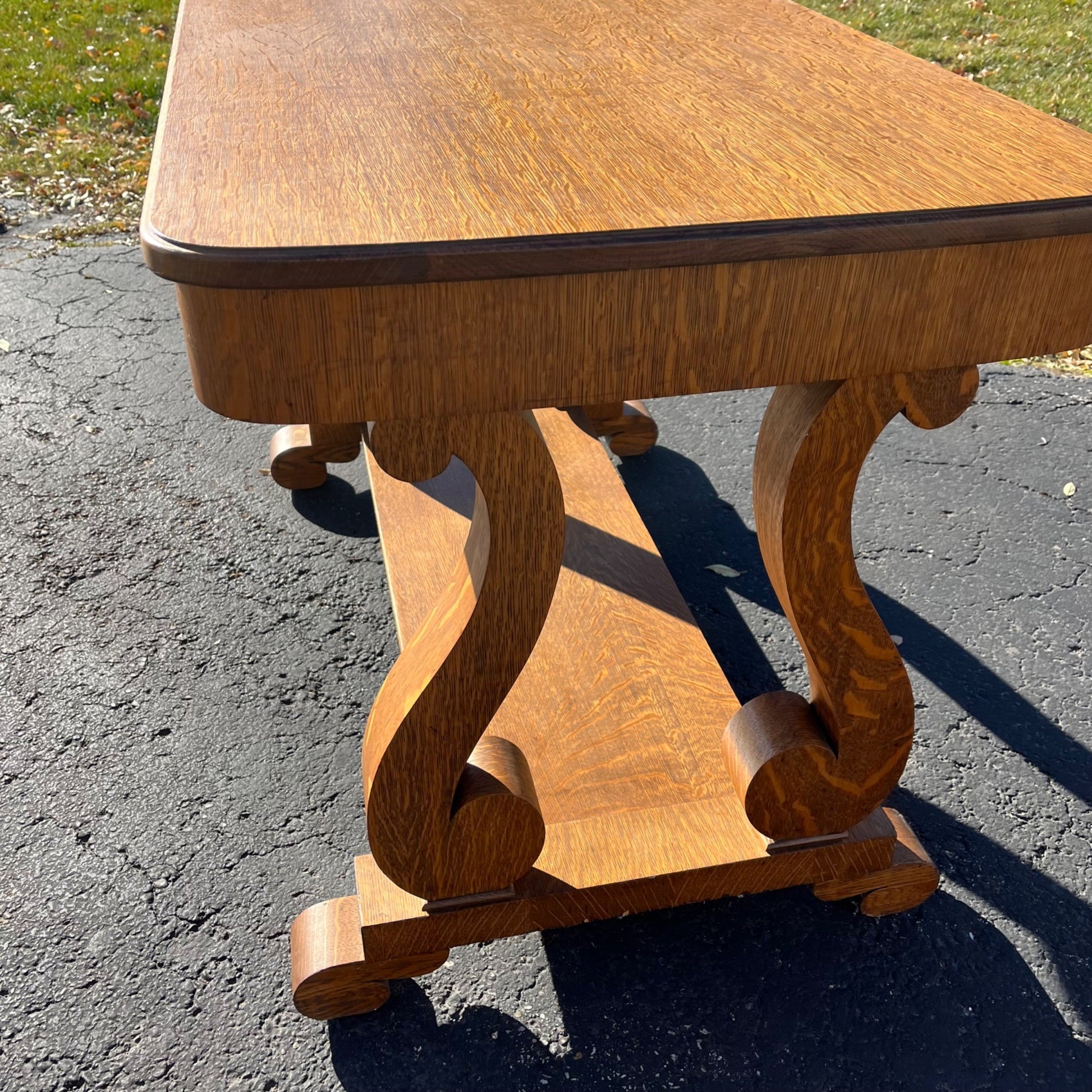 Antique Beautiful Oak Library Writing Desk Table Desk Hall Entry Empire