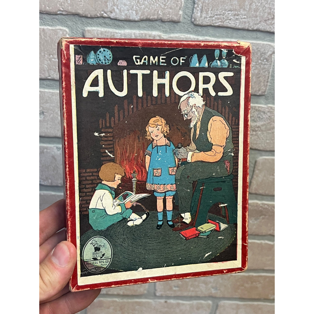 Vintage Game of Authors Russell MFG. Co. Leicester Massachusetts Empty Box Collectible Circa 1920