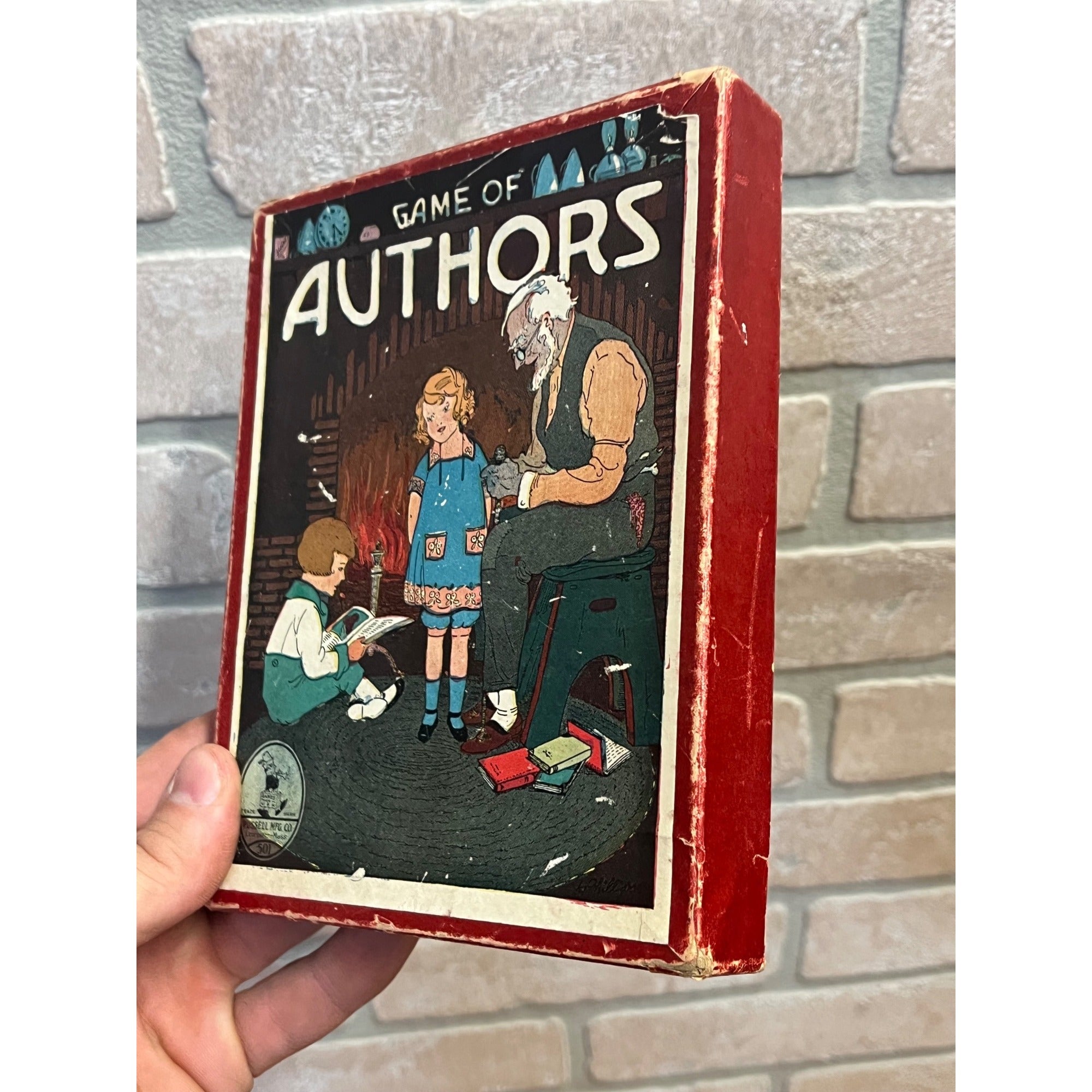 Vintage Game of Authors Russell MFG. Co. Leicester Massachusetts Empty Box Collectible Circa 1920