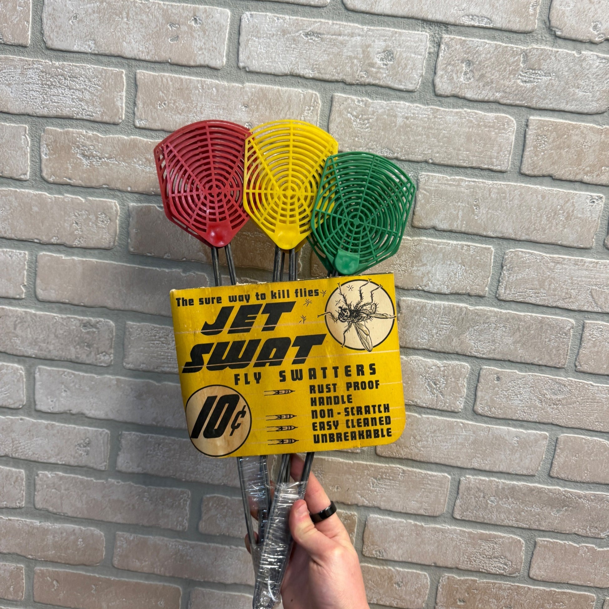 Vintage 1940s Jet Swat Fly Swatters NOS Store Display Advertising Multi-Color