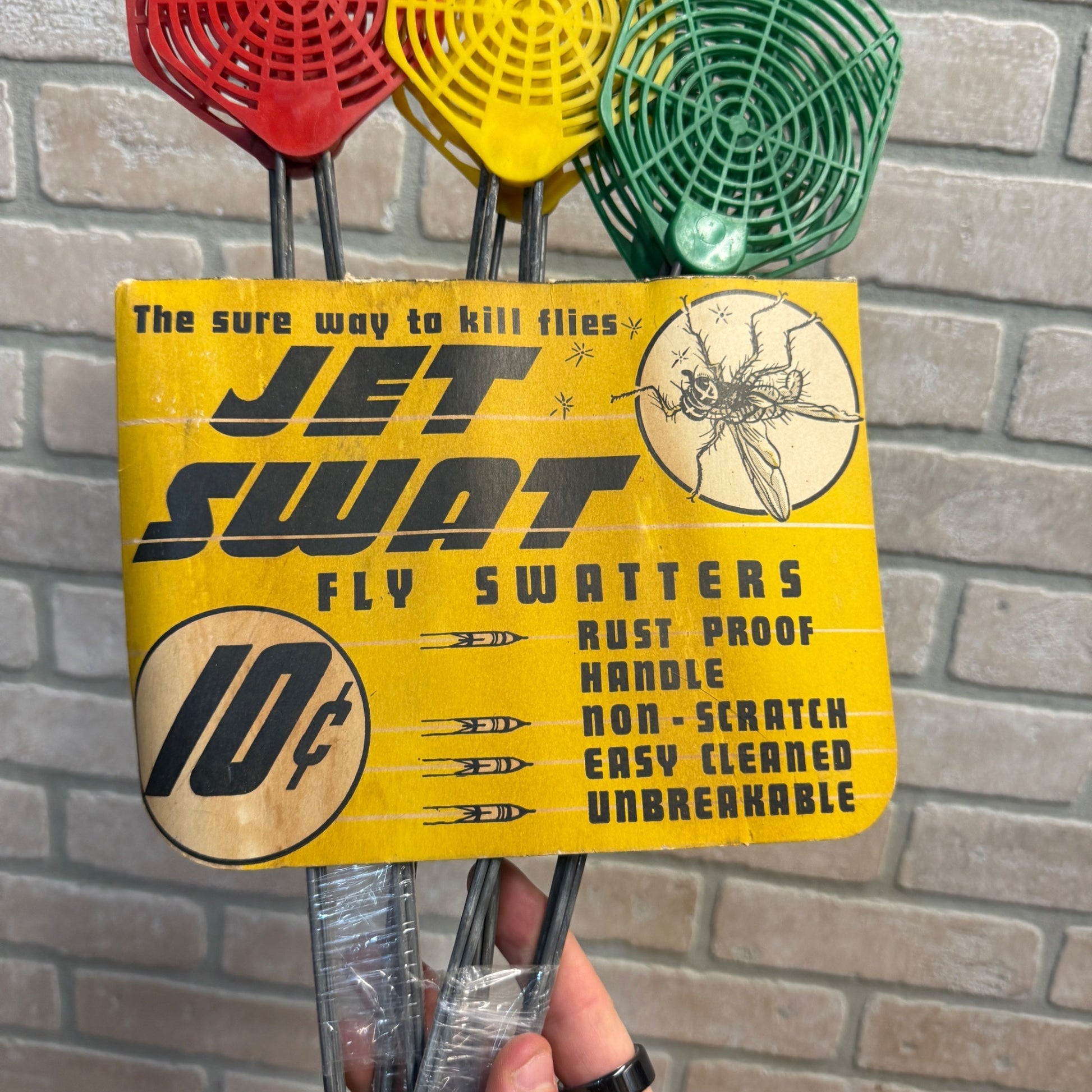 Vintage 1940s Jet Swat Fly Swatters NOS Store Display Advertising Multi-Color