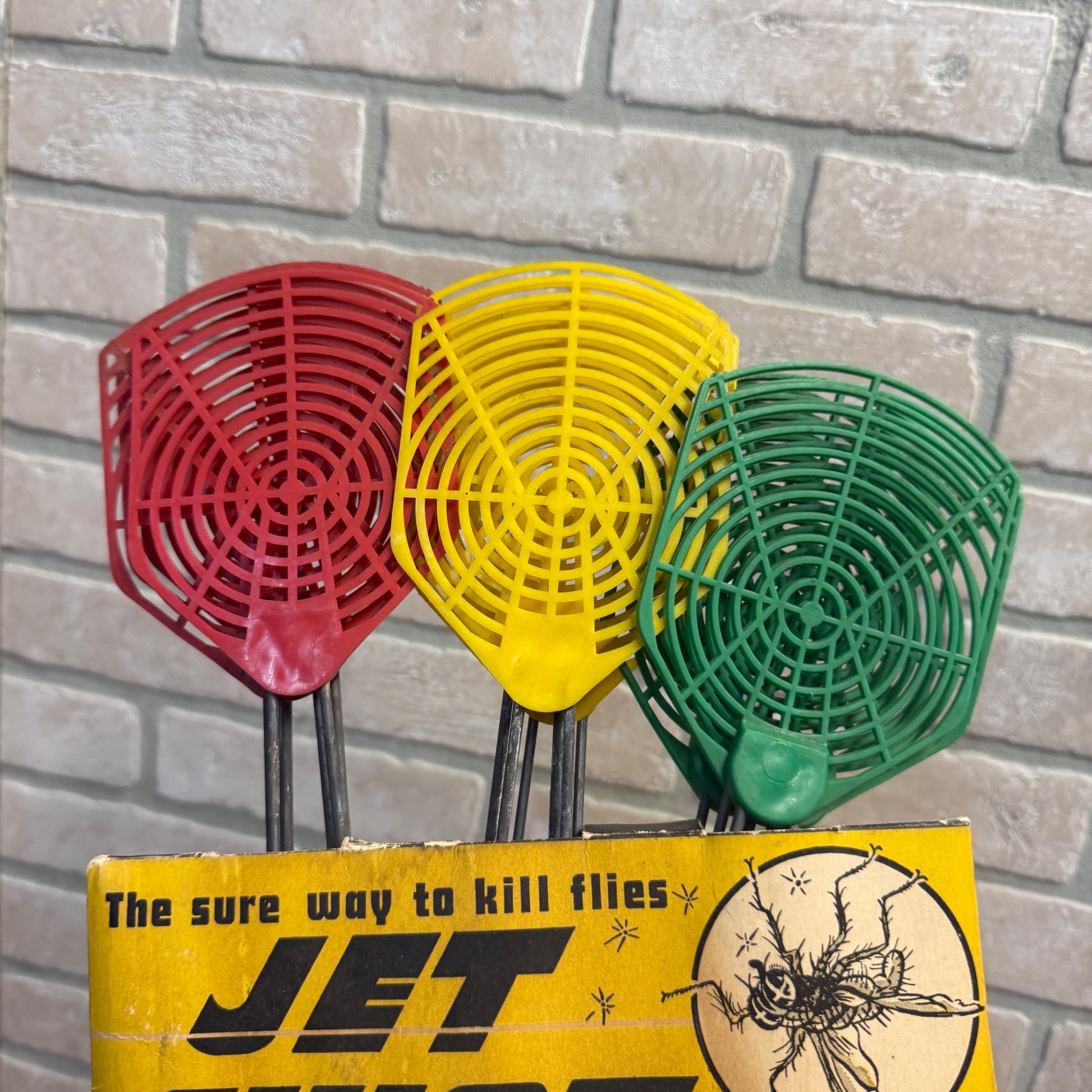 Vintage 1940s Jet Swat Fly Swatters NOS Store Display Advertising Multi-Color