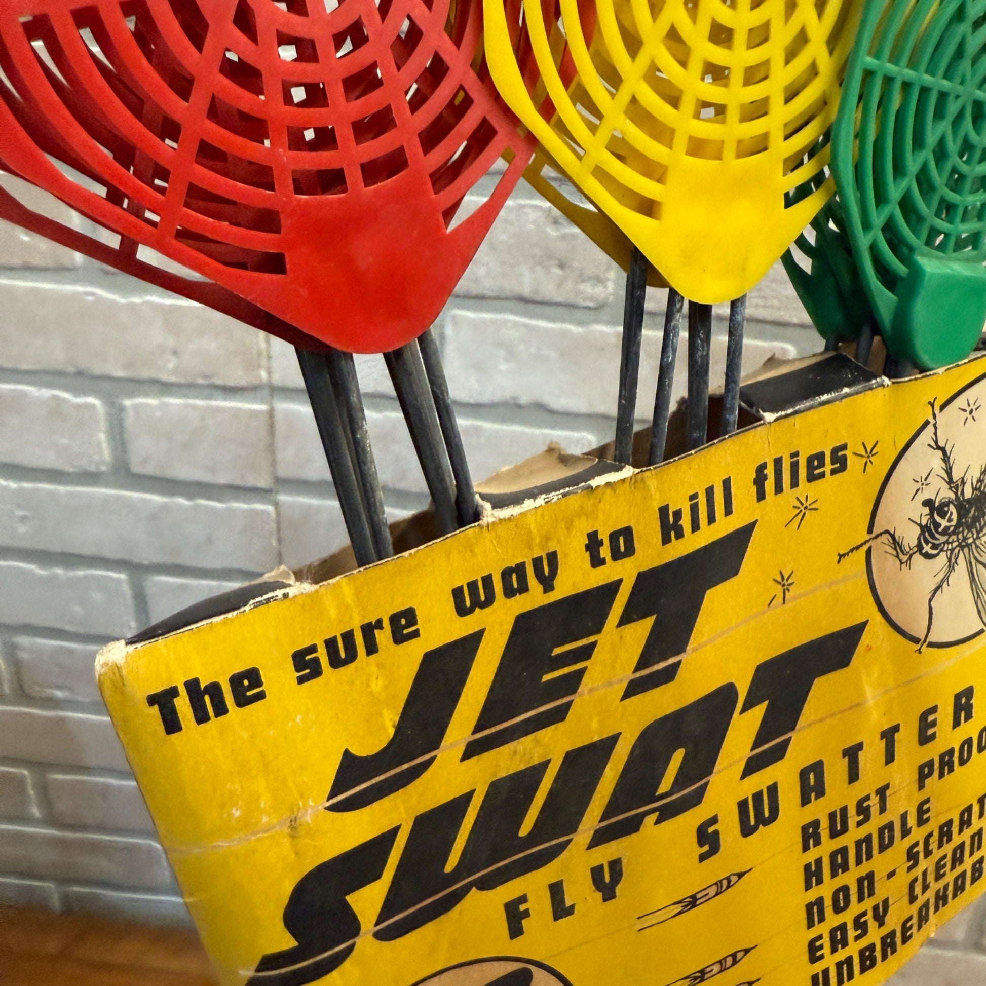 Vintage 1940s Jet Swat Fly Swatters NOS Store Display Advertising Multi-Color