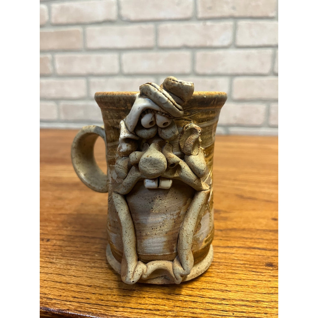 Vintage Ugly Face Art Pottery Mug Coffee Cup Mug Tea Retro Pottery 1980s