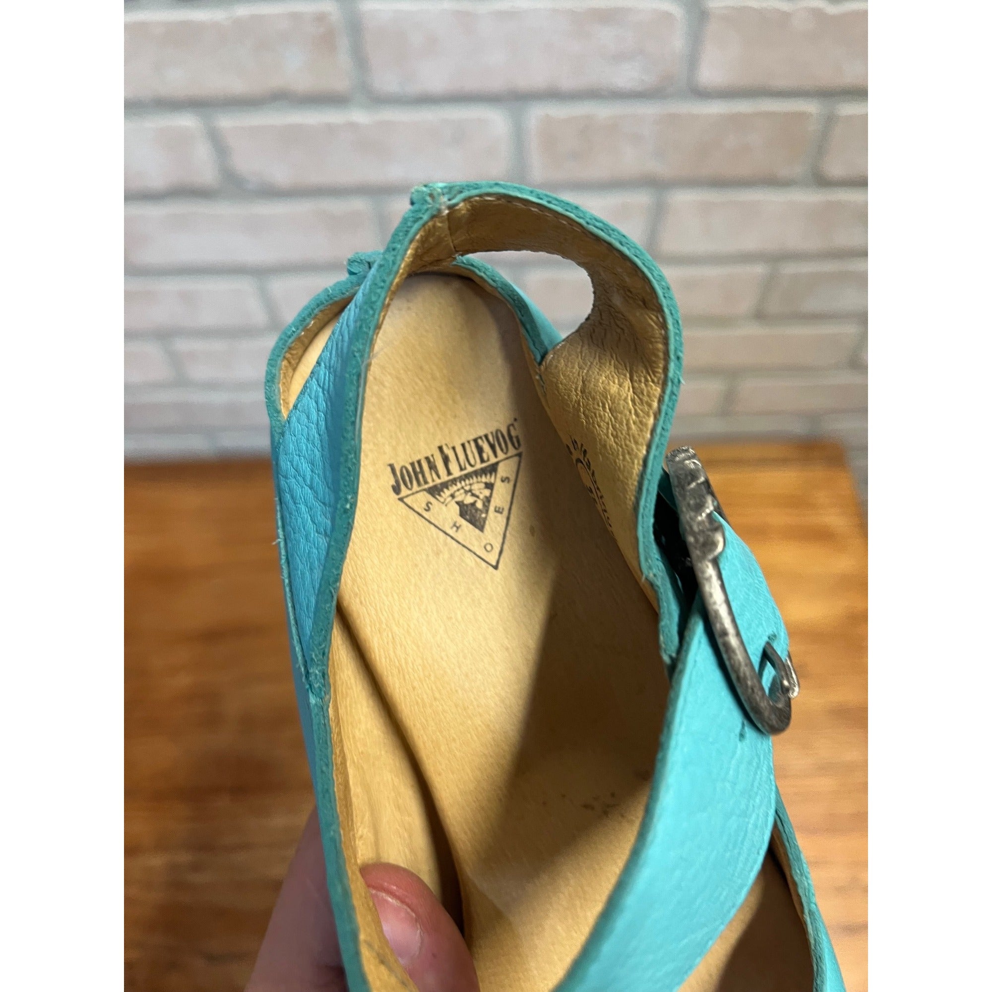 JOHN FLUEVOG Turquoise PREPARE Platform Mary Jane Heels Shoes Size 8-1/2 -- 8.5