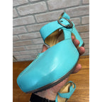 JOHN FLUEVOG Turquoise PREPARE Platform Mary Jane Heels Shoes Size 8-1/2 -- 8.5