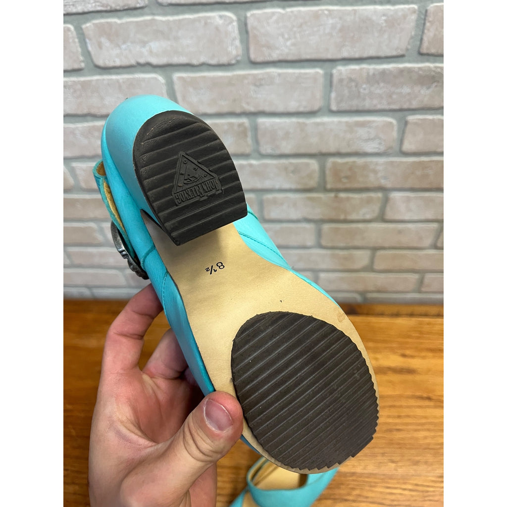 JOHN FLUEVOG Turquoise PREPARE Platform Mary Jane Heels Shoes Size 8-1/2 -- 8.5