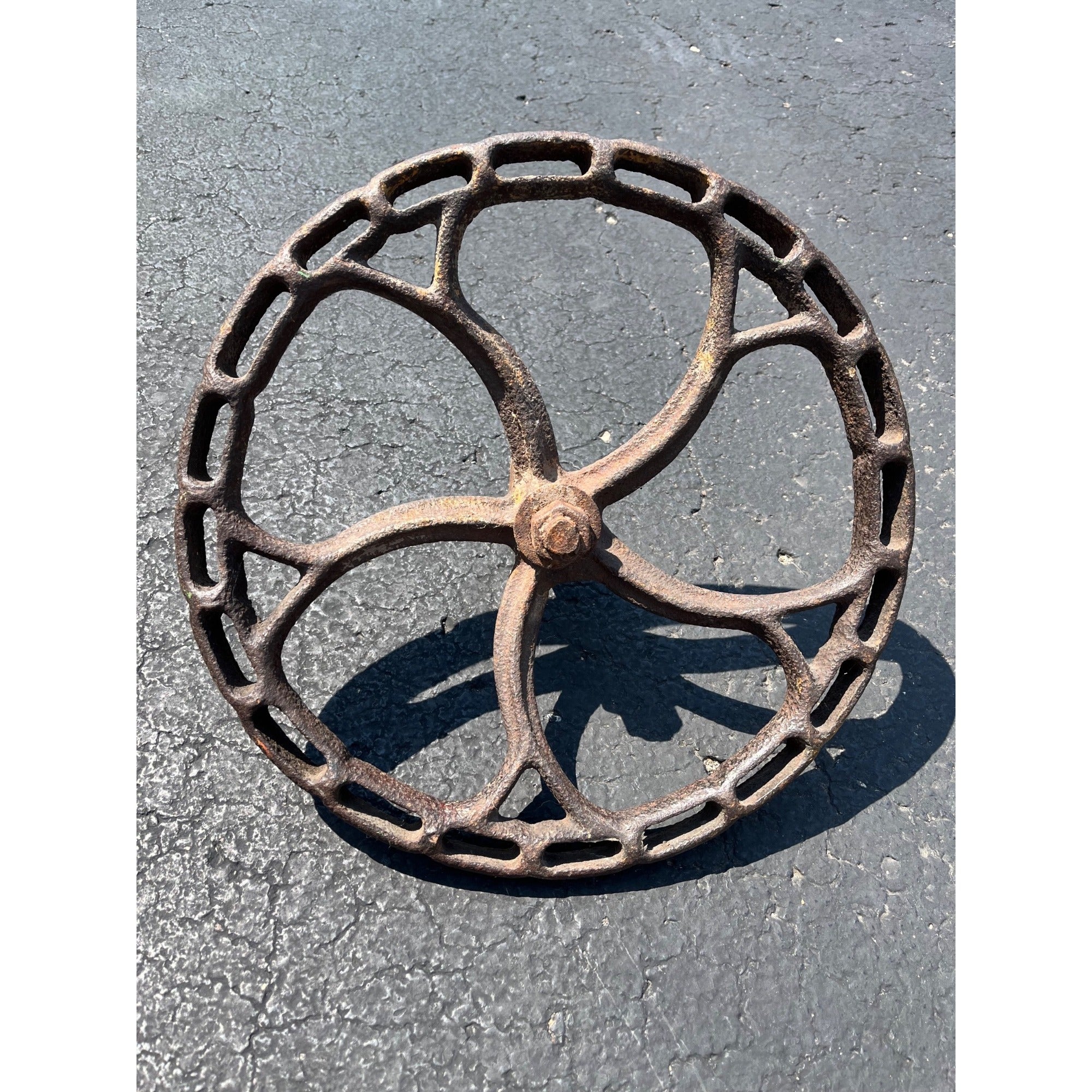 Antique 1800s Industrial Valve Hand Wheel Steampunk Pulley Vintage Railroad Gear 16"