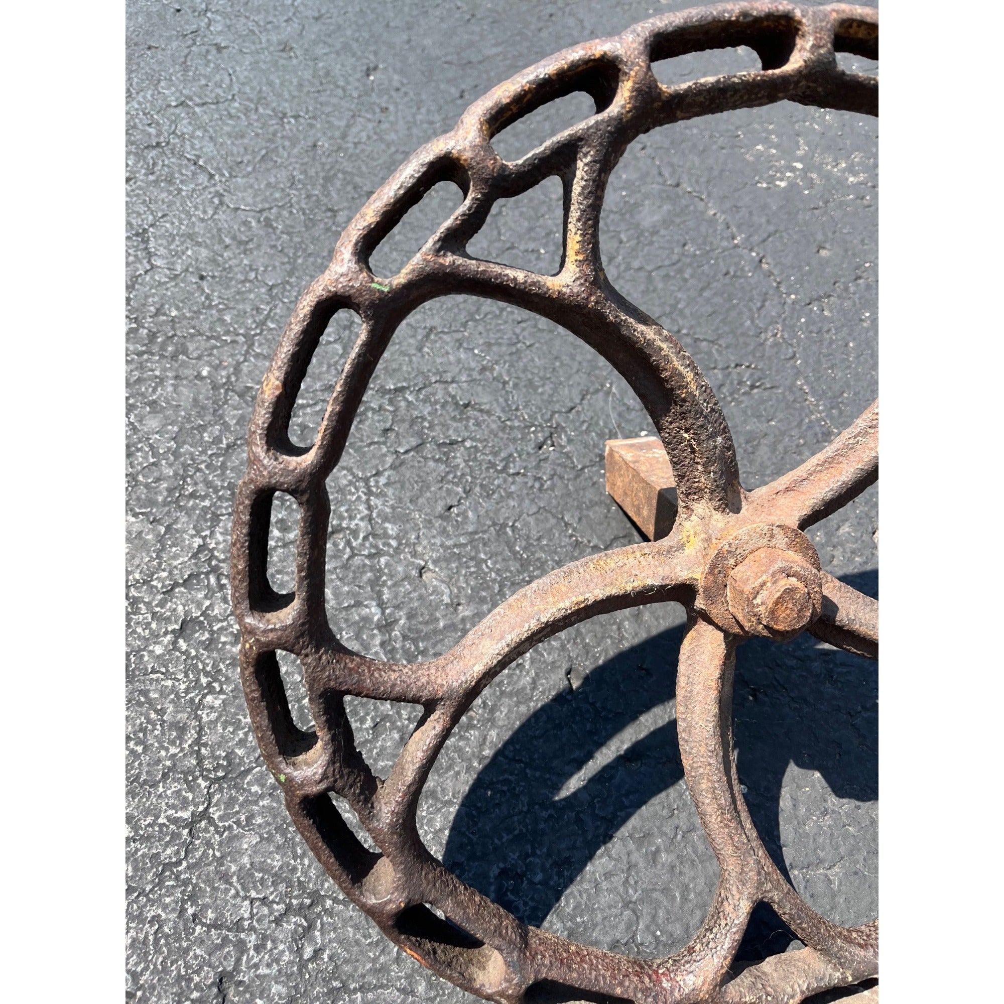 Antique 1800s Industrial Valve Hand Wheel Steampunk Pulley Vintage Railroad Gear 16"