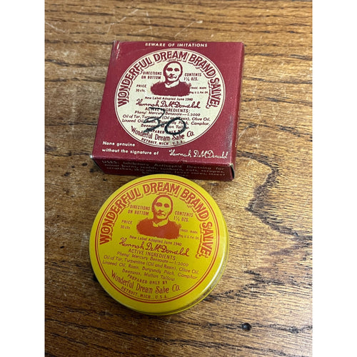 Vintage Antique Wonderful Dream Brand Salve Detroit Tin & Box Medicine