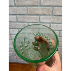 US Glass DIAMOND & FLORAL Green Uranium Vaseline Glass 10 OZ Tumbler Circa 1925