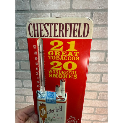 Vintage Chesterfield King Cigarettes Advertising Tin Thermometer Sign - Works