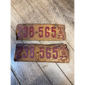 Vintage 1923 Wisconsin Automobile License PLates Pair Embossed Matched