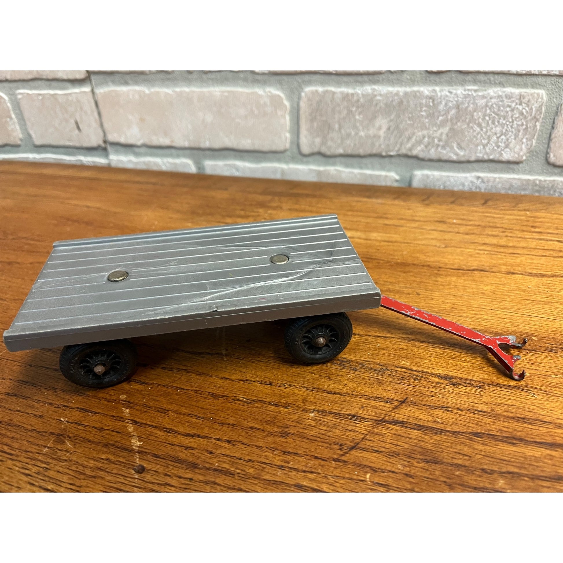Vintage Hubley Red Tractor Plastic Wagon, Plow, Roller, Manure Spreader Kiddie Jr