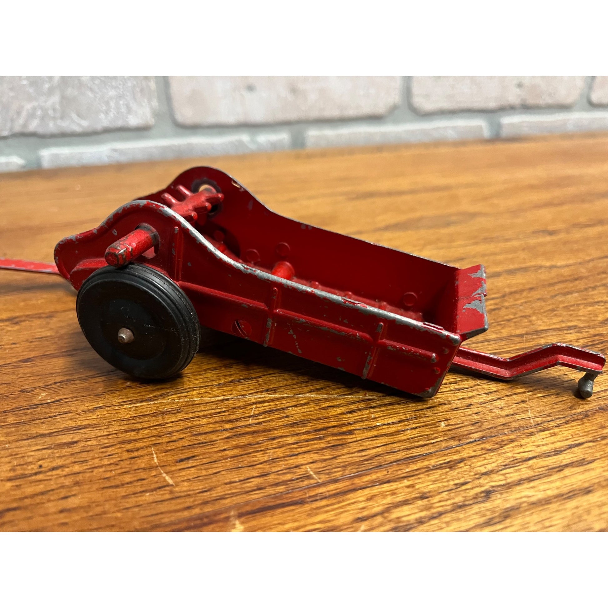 Vintage Hubley Red Tractor Plastic Wagon, Plow, Roller, Manure Spreader Kiddie Jr
