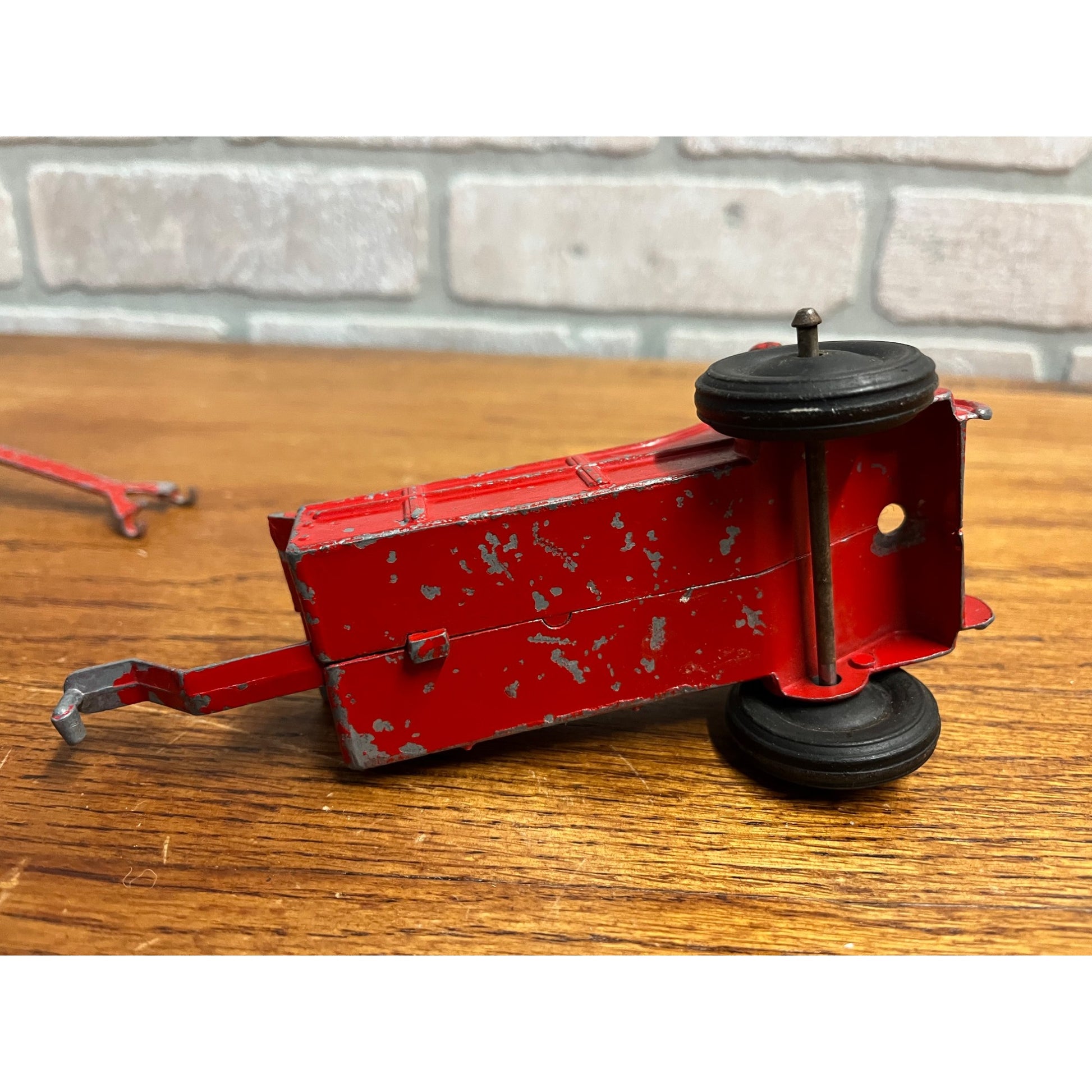 Vintage Hubley Red Tractor Plastic Wagon, Plow, Roller, Manure Spreader Kiddie Jr