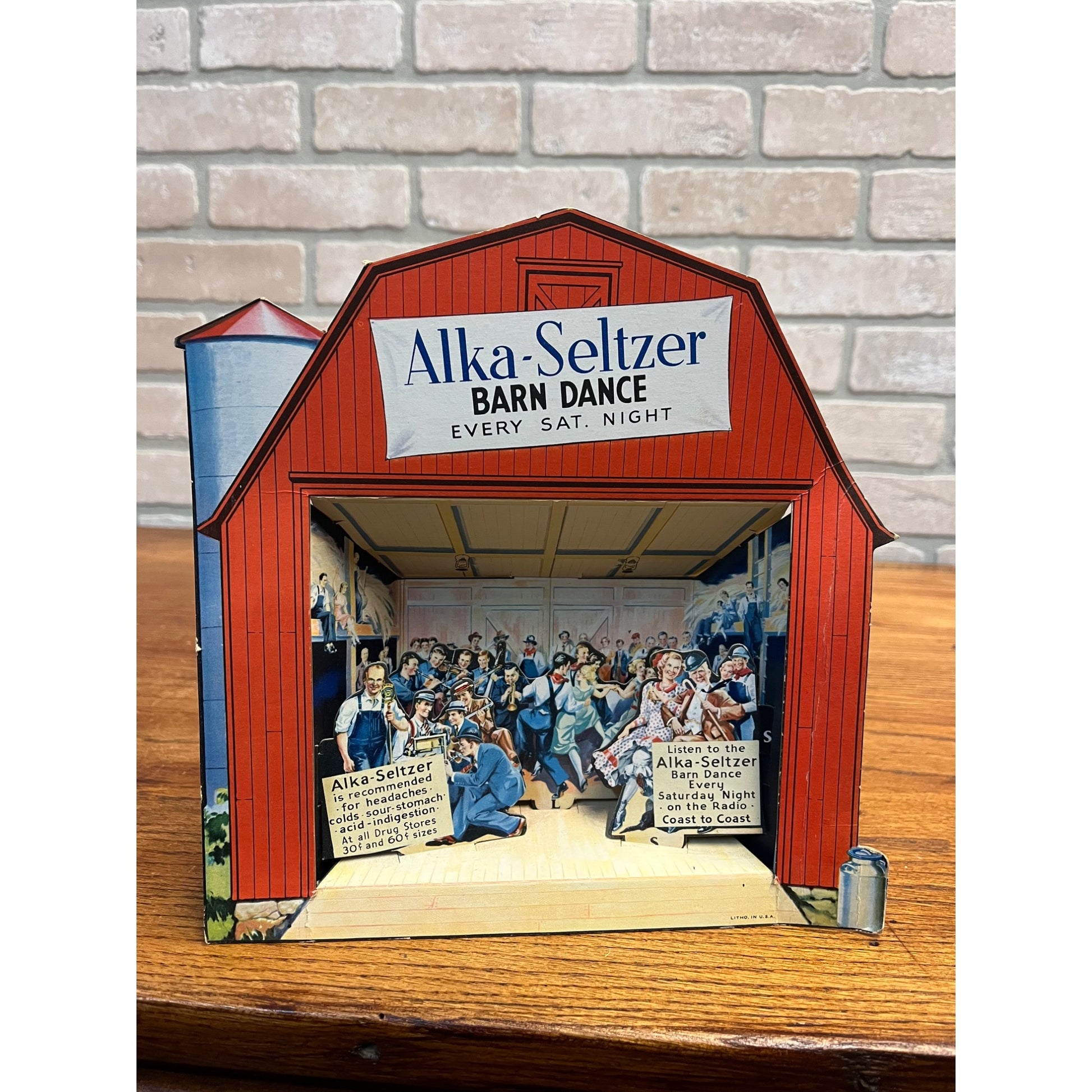 Vintage c1930s Alka-Seltzer "Barn Dance" 3D Country Music Radio Store Display