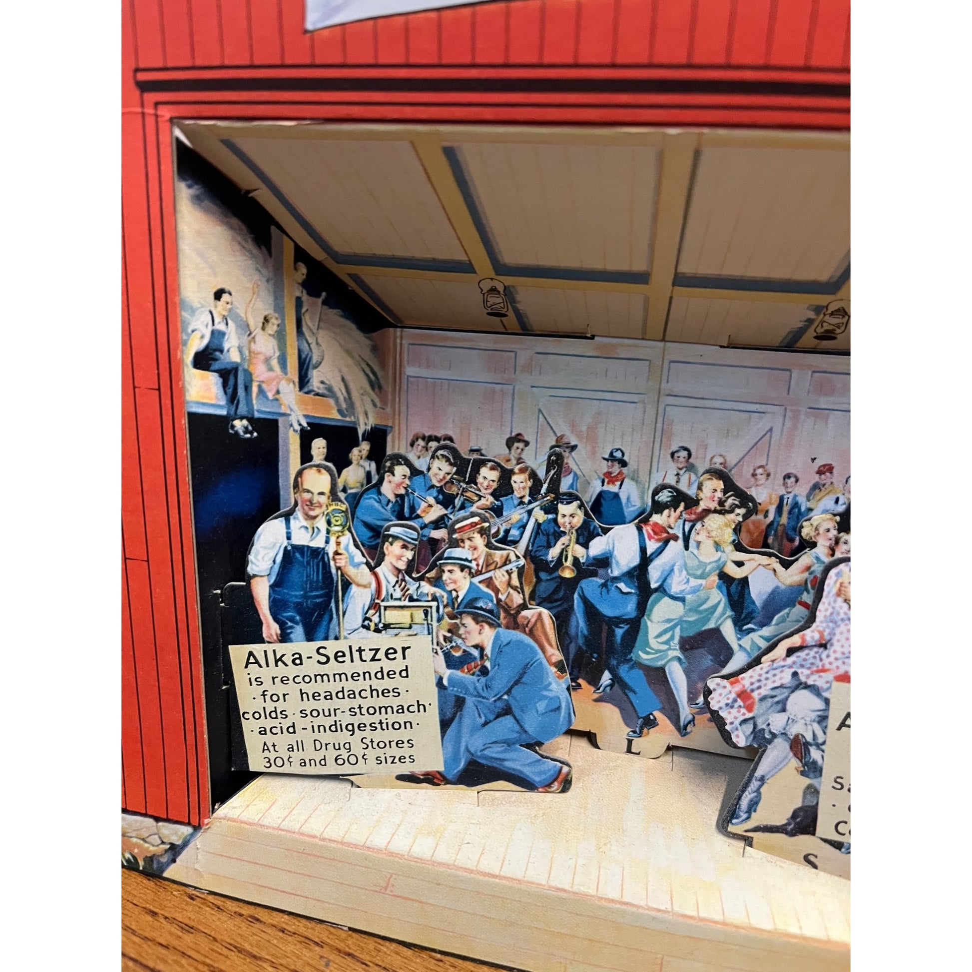 Vintage c1930s Alka-Seltzer "Barn Dance" 3D Country Music Radio Store Display