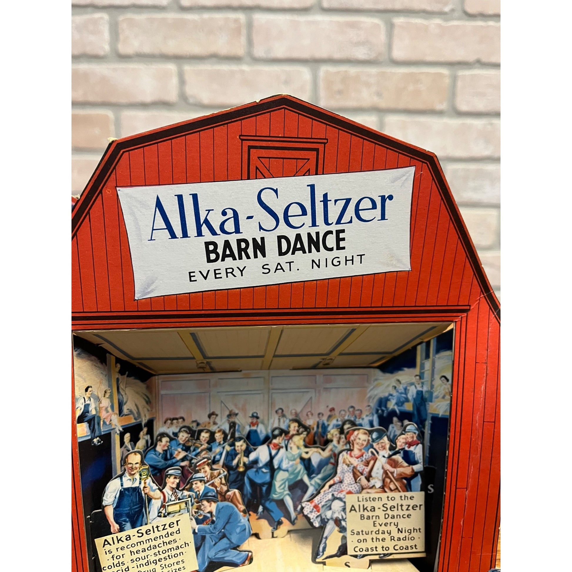 Vintage c1930s Alka-Seltzer "Barn Dance" 3D Country Music Radio Store Display
