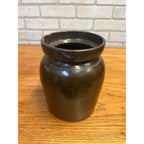 Antique Primitive Stoneware Albany Slip Food Preserve Storage Crock Jar Farmhouse Country Decor